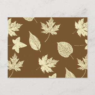 Autumn leaves - beige and chocolate postcard