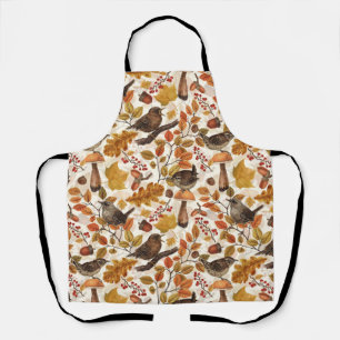 Autumn leaves, berries, mushrooms and wrens apron