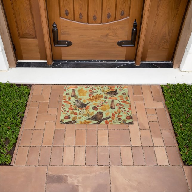 Autumn leaves, berries, mushrooms and wrens doormat (Outdoor)