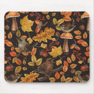 Autumn leaves, berries, mushrooms and wrens mouse mat