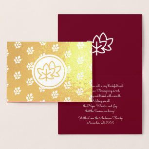 Autumn Leaves & Berries Thanksgiving  Real Foil Card