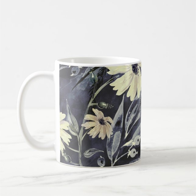 Autumn leaves, berries: watercolor pattern. coffee mug (Left)