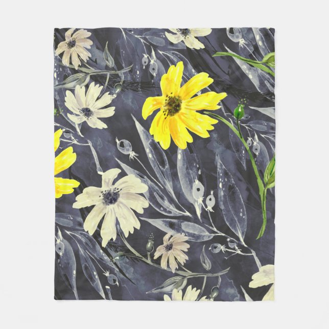 Autumn leaves, berries: watercolor pattern. fleece blanket (Front)