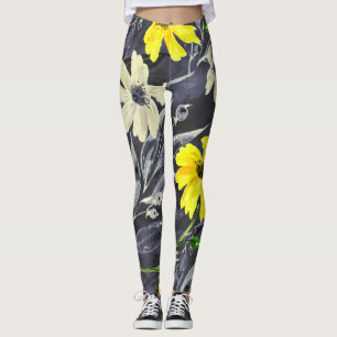 Autumn leaves, berries: watercolor pattern. leggings