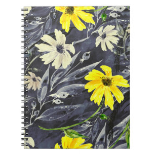 Autumn leaves, berries: watercolor pattern. notebook