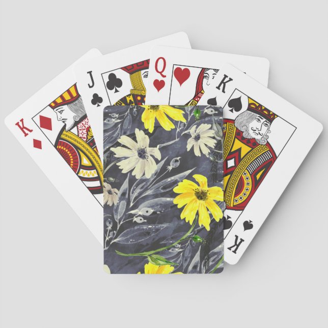 Autumn leaves, berries: watercolor pattern. playing cards (Back)