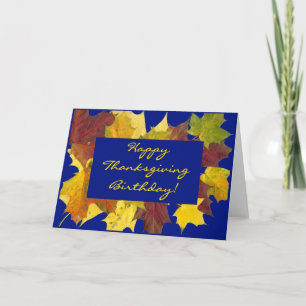 'Autumn Leaves' Birthday on Thanksgiving Card