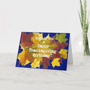 'Autumn Leaves' Birthday on Thanksgiving Card