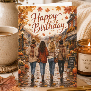Autumn Leaves Birthday with Friends Fall Birthday Card