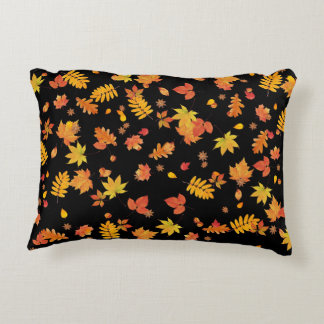 Autumn Leaves (Black) Decorative Cushion