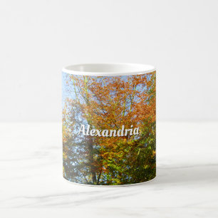 Autumn Leaves & Blue Skies - Personalised Coffee Mug