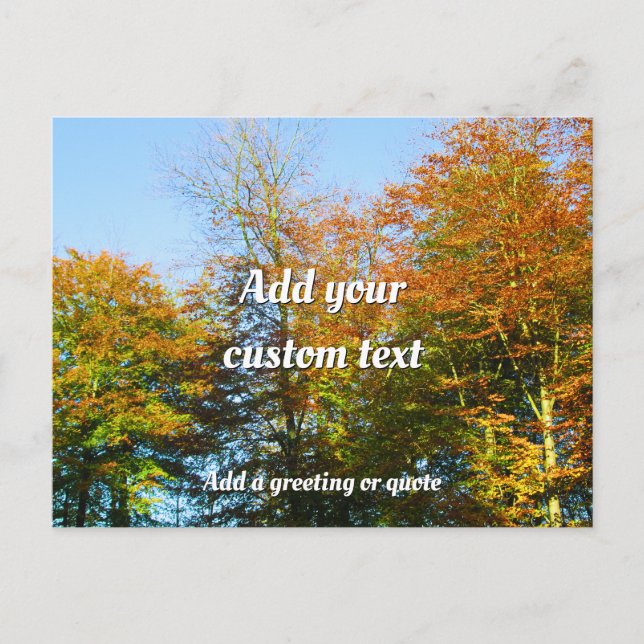 Autumn Leaves & Blue Skies - Personalised Postcard (Front)