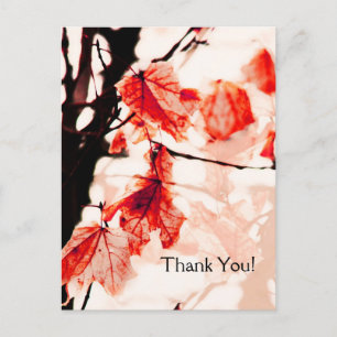 autumn leaves blues wedding thank you card