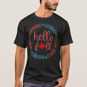 Autumn Leaves Bonfires Hayrides Smores PumpkinHapp T-Shirt