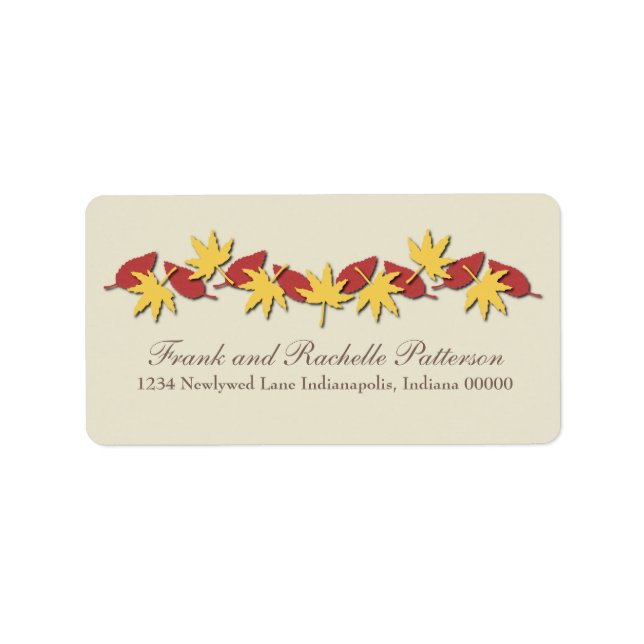 Autumn Leaves Border Address Labels, Yellow/Red Label (Front)