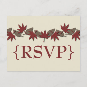 Autumn Leaves Border RSVP Postcard, Red/Brown Invitation Postcard