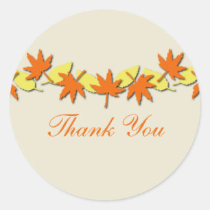 Autumn Leaves Border Stickers, Orange/Yellow Classic Round Sticker