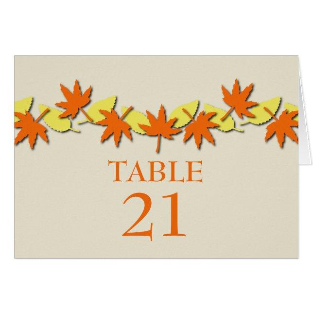 Autumn Leaves Border Table Card, Orange/Yellow (Front Horizontal)