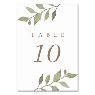 Autumn Leaves Botanical Wedding Table Number