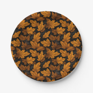 Autumn Leaves Brown And Orange Foliage Paper Plate