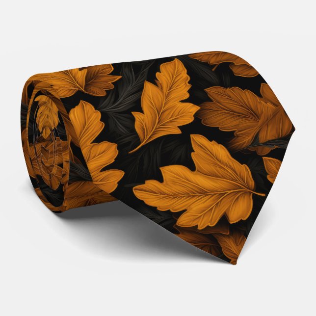 Autumn Leaves Brown And Orange Foliage  Tie (Rolled)