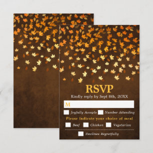 Autumn Leaves Brown Grunge Wedding Meal Choice RSVP Card