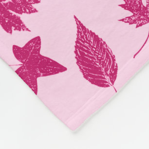 Autumn leaves - burgundy and shell pink fleece blanket