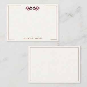 Autumn Leaves Burgundy Elegant Wedding Couple Card