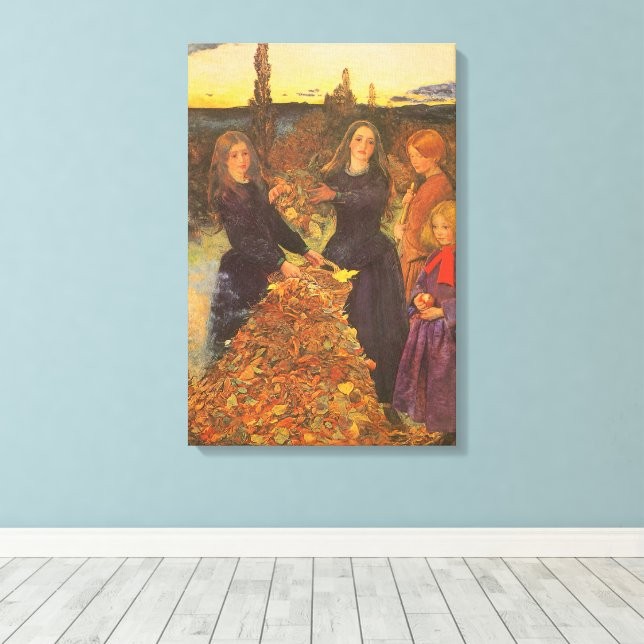 Autumn Leaves by Sir John Everett Millais Canvas Print (Insitu(Wood Floor))