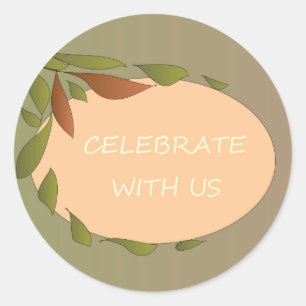 Autumn Leaves Celebration Card Classic Round Sticker