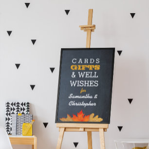 Autumn Leaves Chalkboard Wedding Gift Table Sign