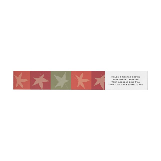 Autumn Leaves Chequerboard Wraparound Address Label (Individual)
