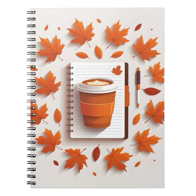 Autumn Leaves & Coffee Spiral Notebook (Front)
