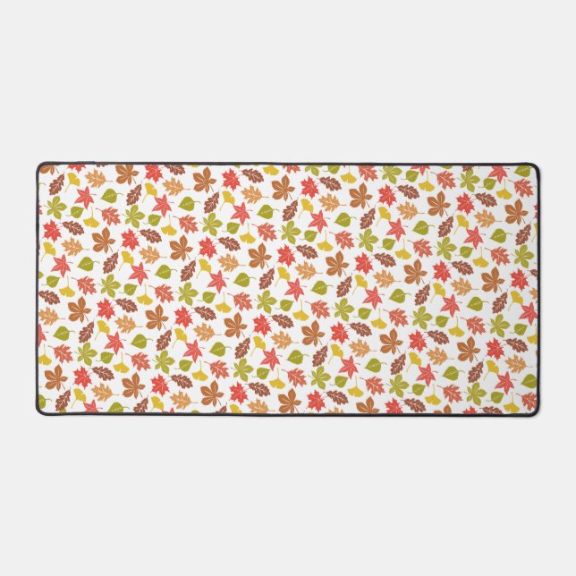 Autumn Leaves Colourful Pattern Desk Mat (Front)