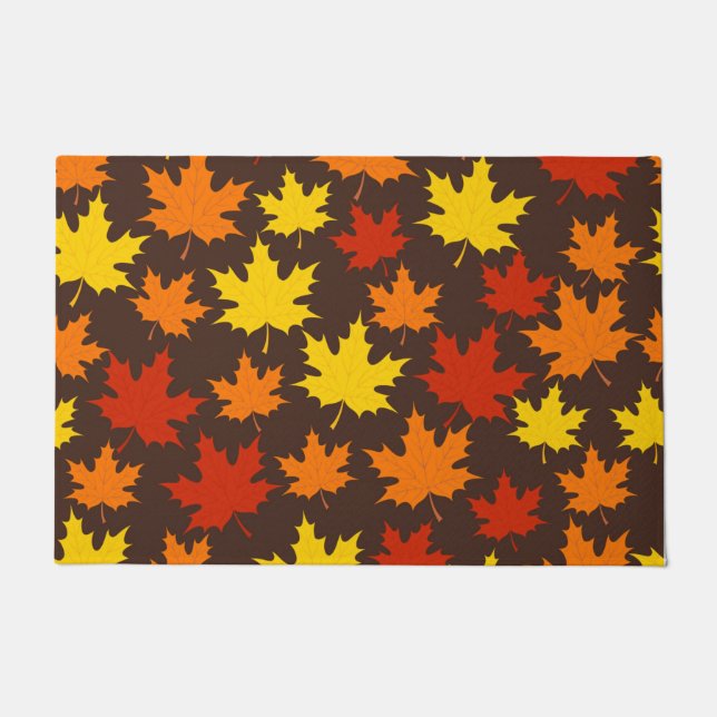 Autumn Leaves Colourful Pattern Doormat (Front)