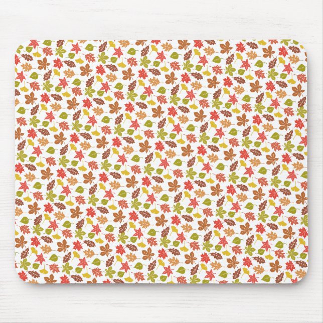 Autumn Leaves Colourful Pattern Mouse Mat (Front)
