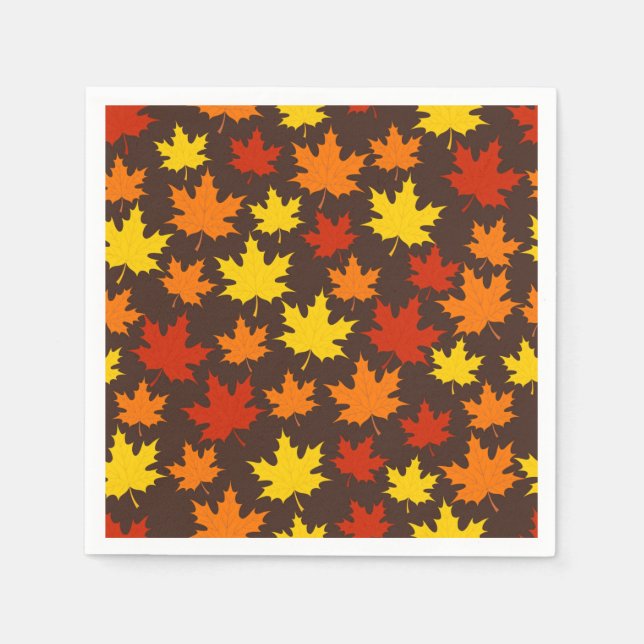 Autumn Leaves Colourful Pattern Napkin (Front)