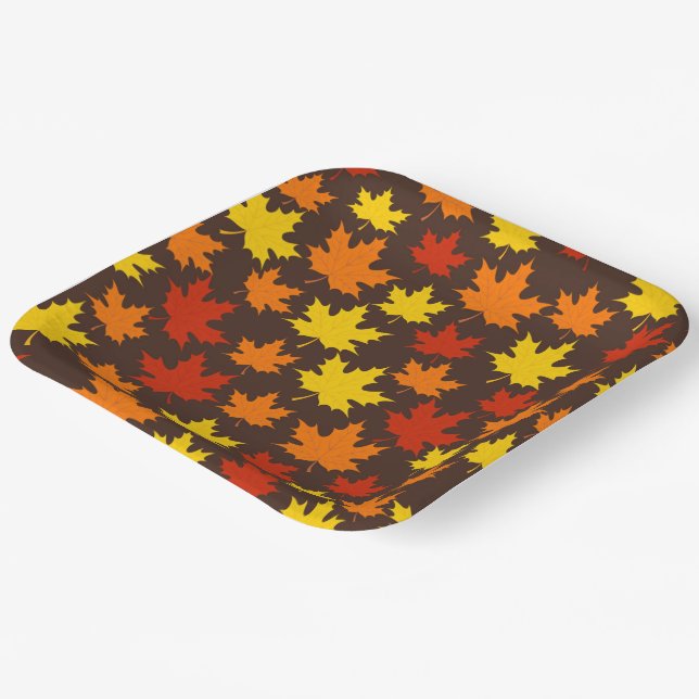 Autumn Leaves Colourful Pattern Paper Plate (Angled)