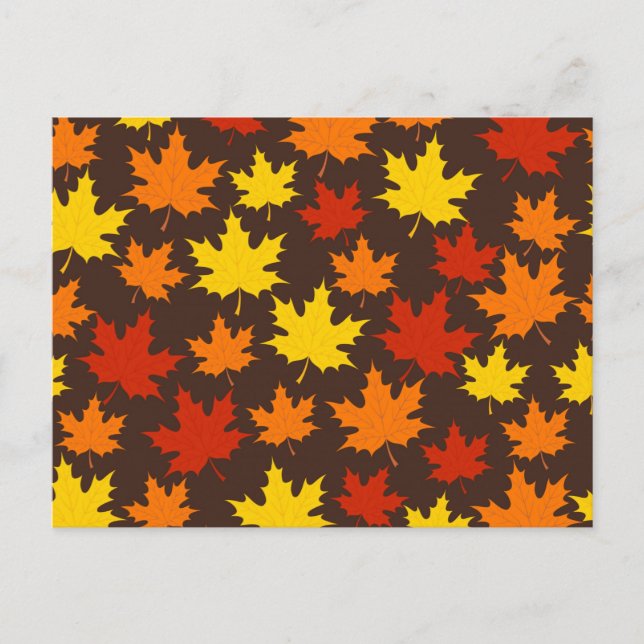 Autumn Leaves Colourful Pattern Postcard (Front)