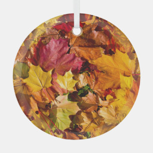Autumn Leaves: Colourful Seamless Array. Glass Tree Decoration