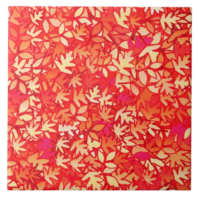 Autumn leaves, coral orange tile (Front)