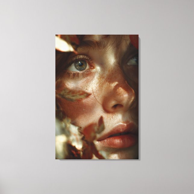 Autumn Leaves Crown Freckled Portrait Canvas Print (Front)