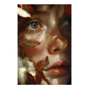 Autumn Leaves Crown Freckled Portrait Photo Print
