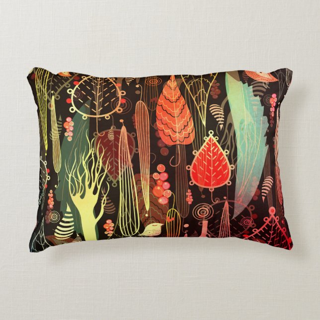 Autumn leaves: dark seamless pattern. decorative cushion (Front)