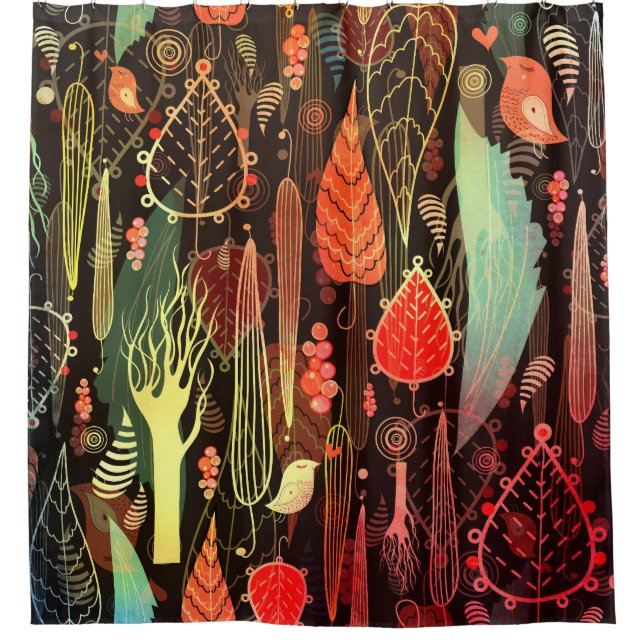 Autumn leaves: dark seamless pattern. shower curtain (Front)