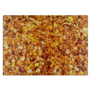 Autumn Leaves Decorative Glass Chopping Board
