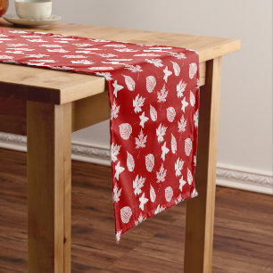 Autumn leaves - deep red and white  short table runner