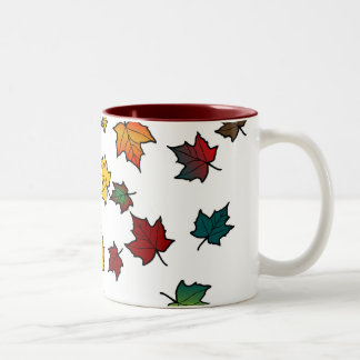 autumn leaves design Two-Tone coffee mug