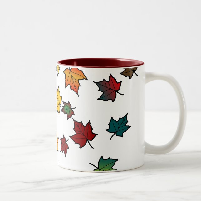 autumn leaves design Two-Tone coffee mug (Right)