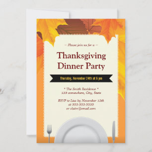 Autumn Leaves Dining Tools Thanksgiving Invitation
